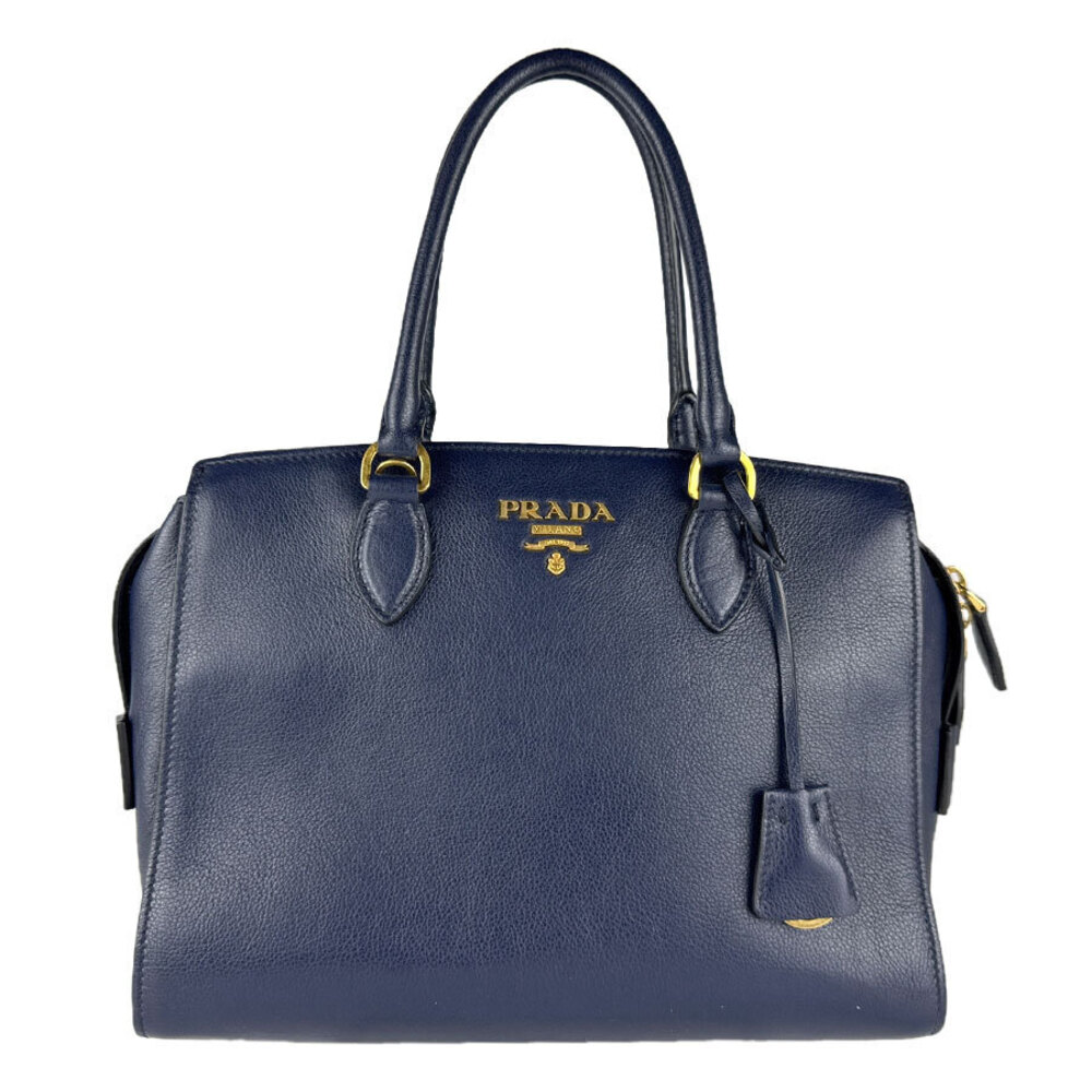Prada 2way Shoulder Bag Leather Navy Blue